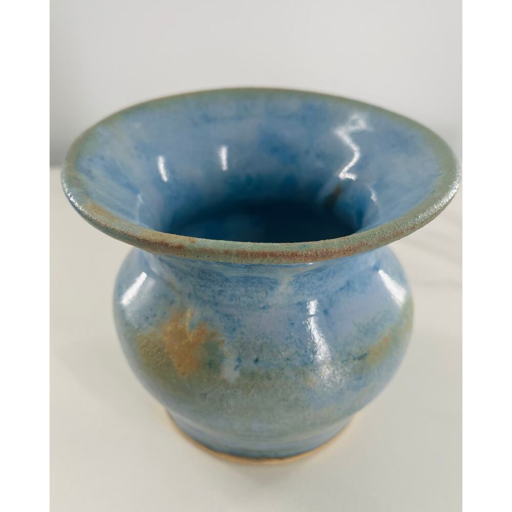 Blue Small Handmade Pottery Vase Home Decor - Picture 3 of 8